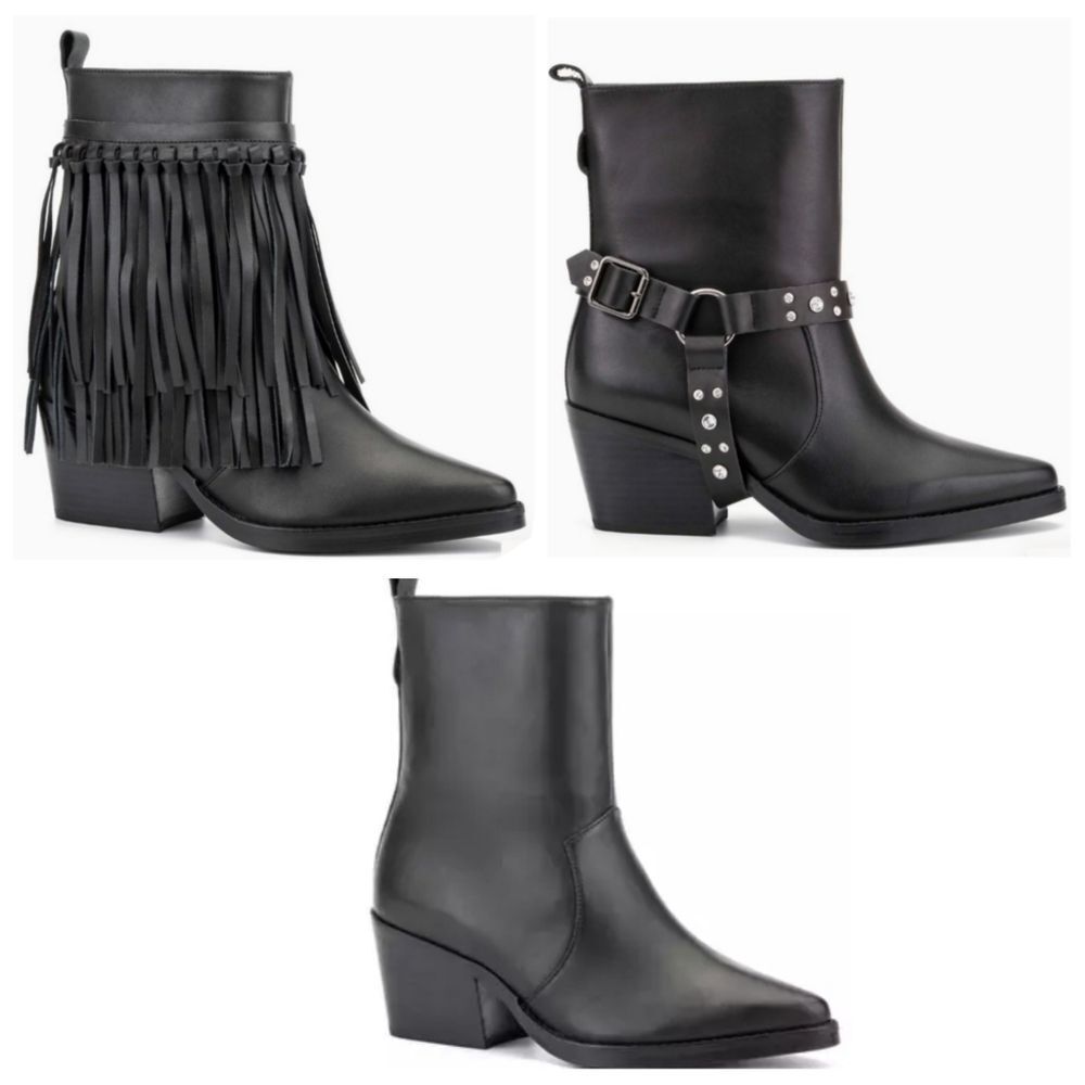 NWOB|Rebel Wilson 3 in 1 Leather Fringe Moto Ankle Boots, 7.5